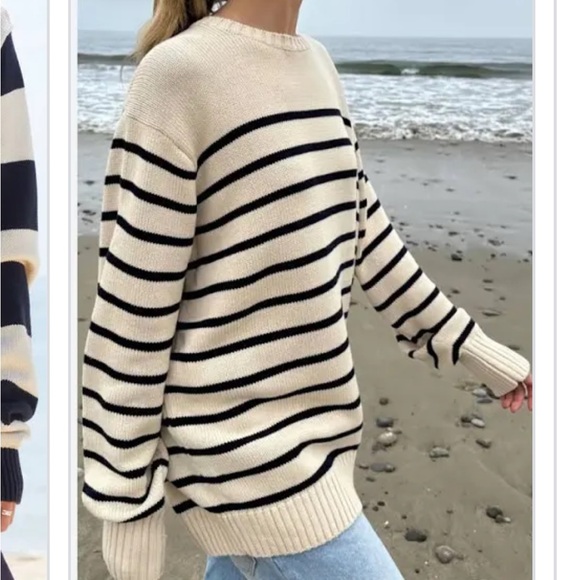 Brandy Melville Sweaters - Brandy Melville Cream and Black Striped Sweater